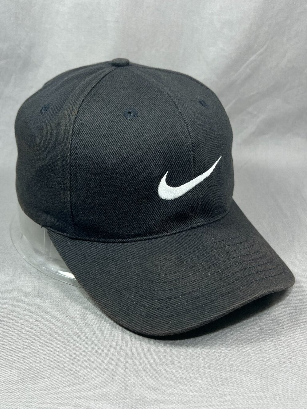 Vtg Nike Swoosh Snapback Hat Black Baseball Adjustable Golfer Sportswear Mens
